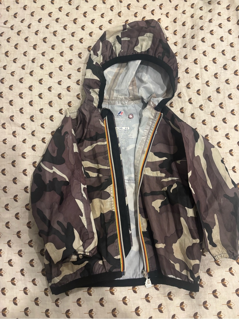 Crewcuts Kids Camouflage Hooded Rain Jacket in Green and Brown